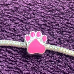 Pink Pet Dog Paw Print  European Charm